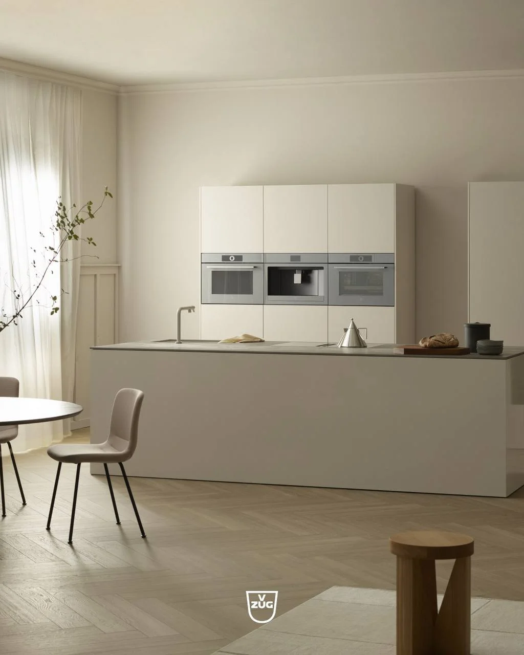 комплект встраиваемой техники для кухни - варочная панель Miele KM 8665 FL, духовой шкаф H 7464 BP и кофемашина CVA 7440 в кухонном гарнитуре