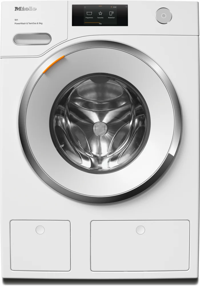 стиральная машина Miele прошлого поколения W1 с хромированным кольцом двери